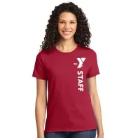 Ladies Heavy Weight 6.1oz 100% Cotton Tee - Vertical Staff Logo